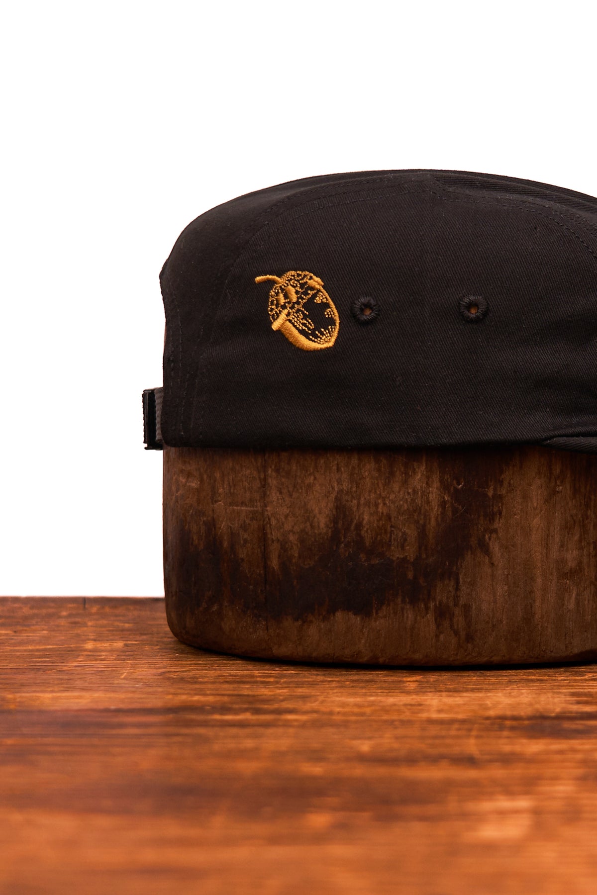 5-Panel Camper Hat - ACORN SIDE LOGO - BLACK