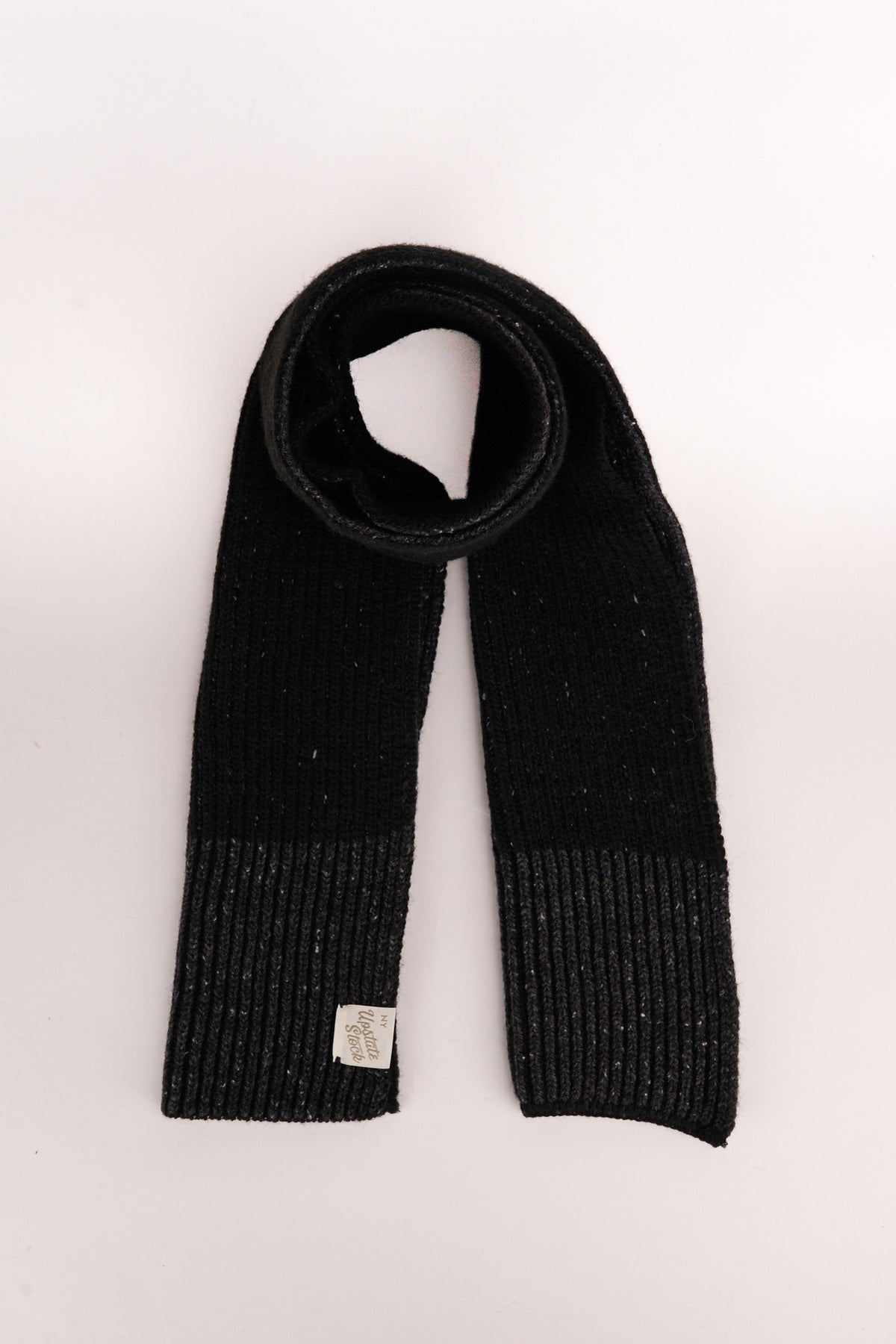 Black Tweed Ragg Wool Scarf
