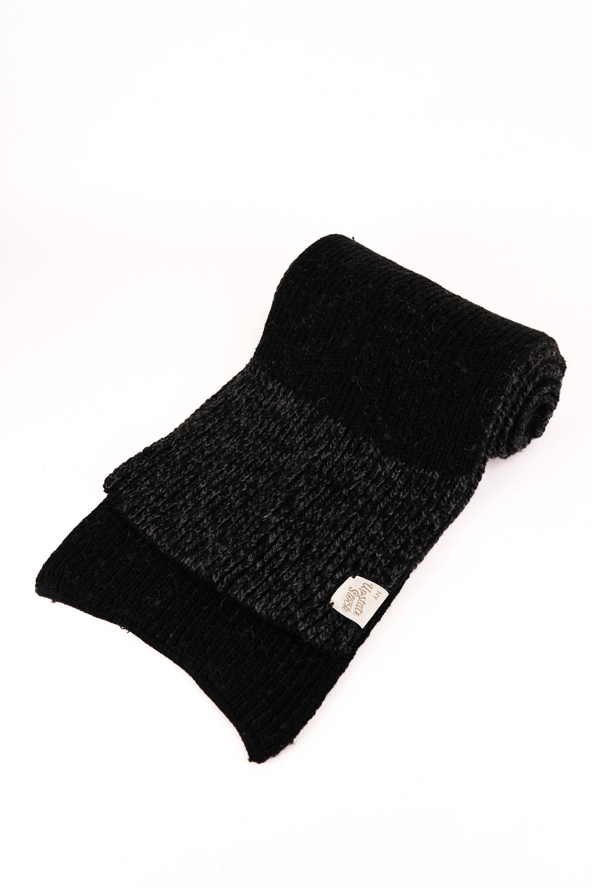 Black Melange Ragg Wool Scarf