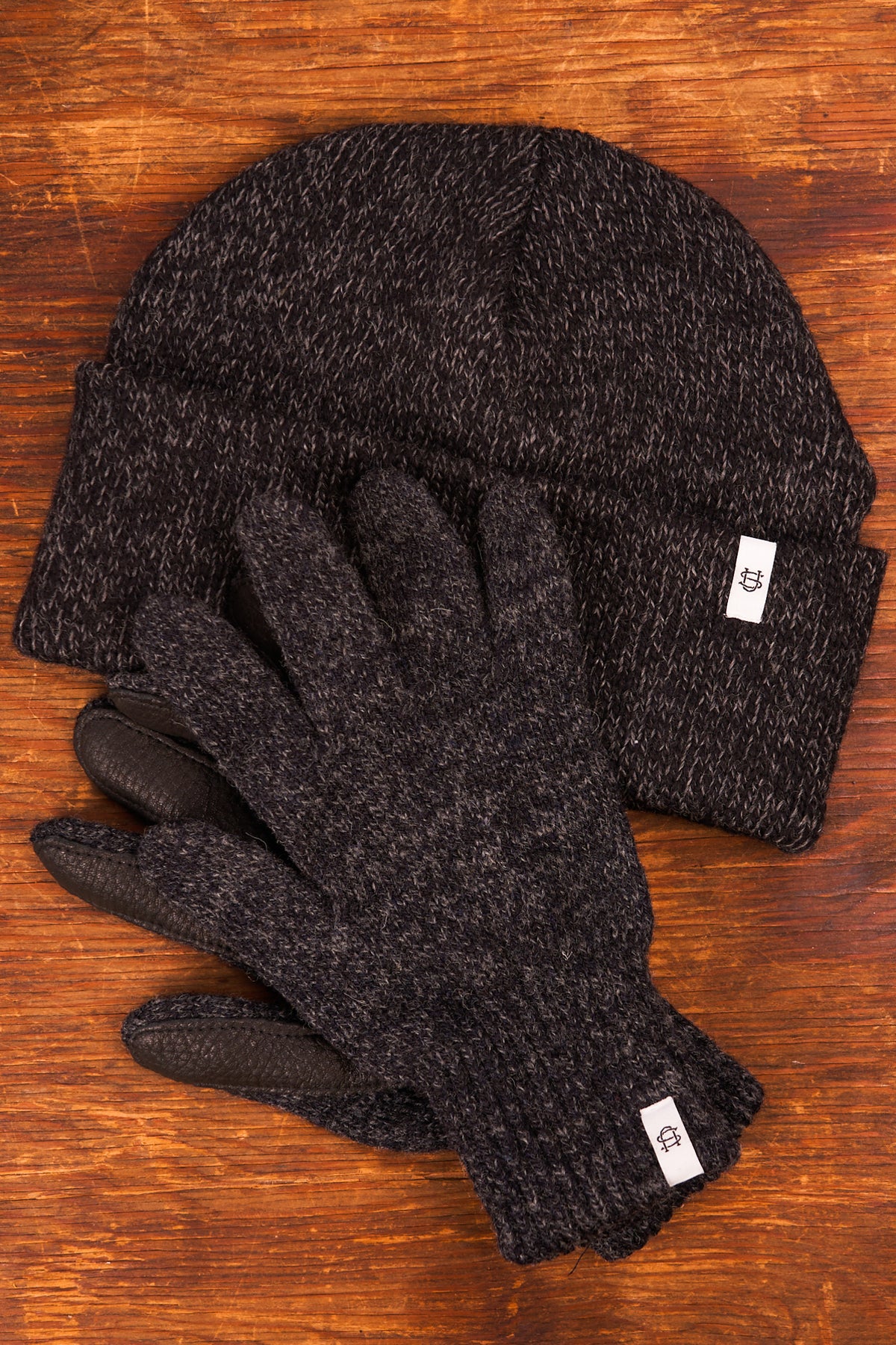 Bundle #12 - Black Melange Ragg Wool beanies with Full Glove