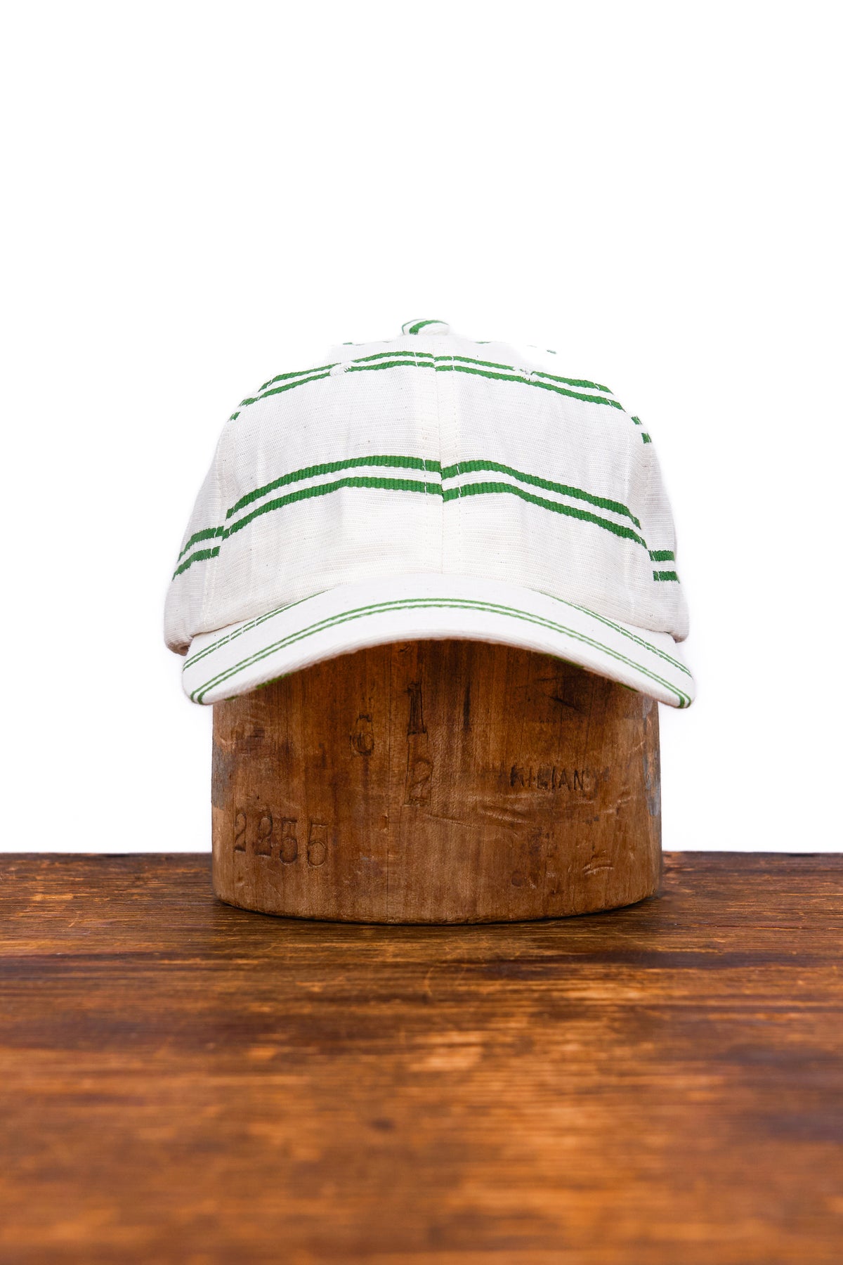 6-Panel Cap - Japanese Linen - BALLPARK GREEN STRIPE