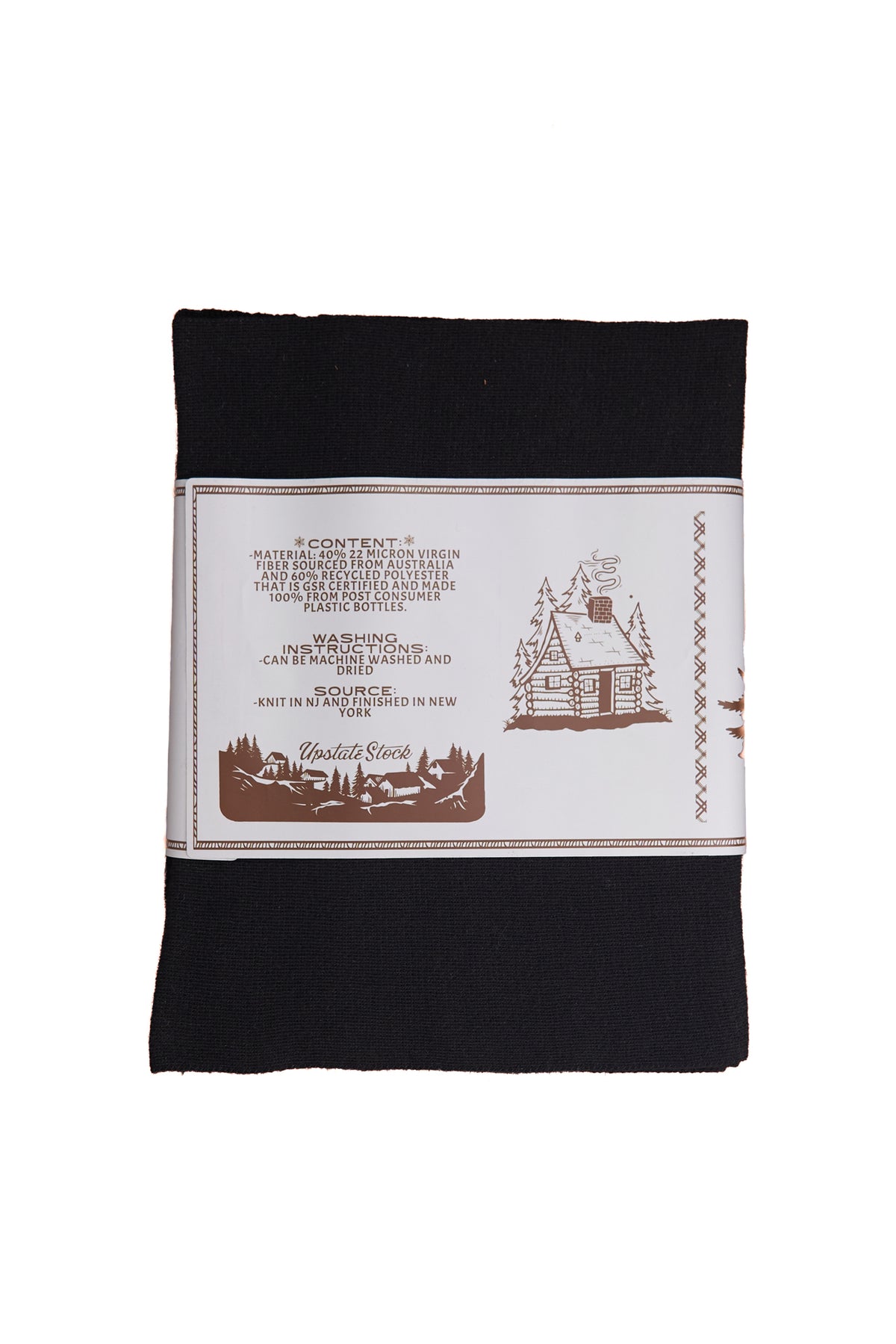 NEW Black Merino Wool and Recycled Poly PET Scarf