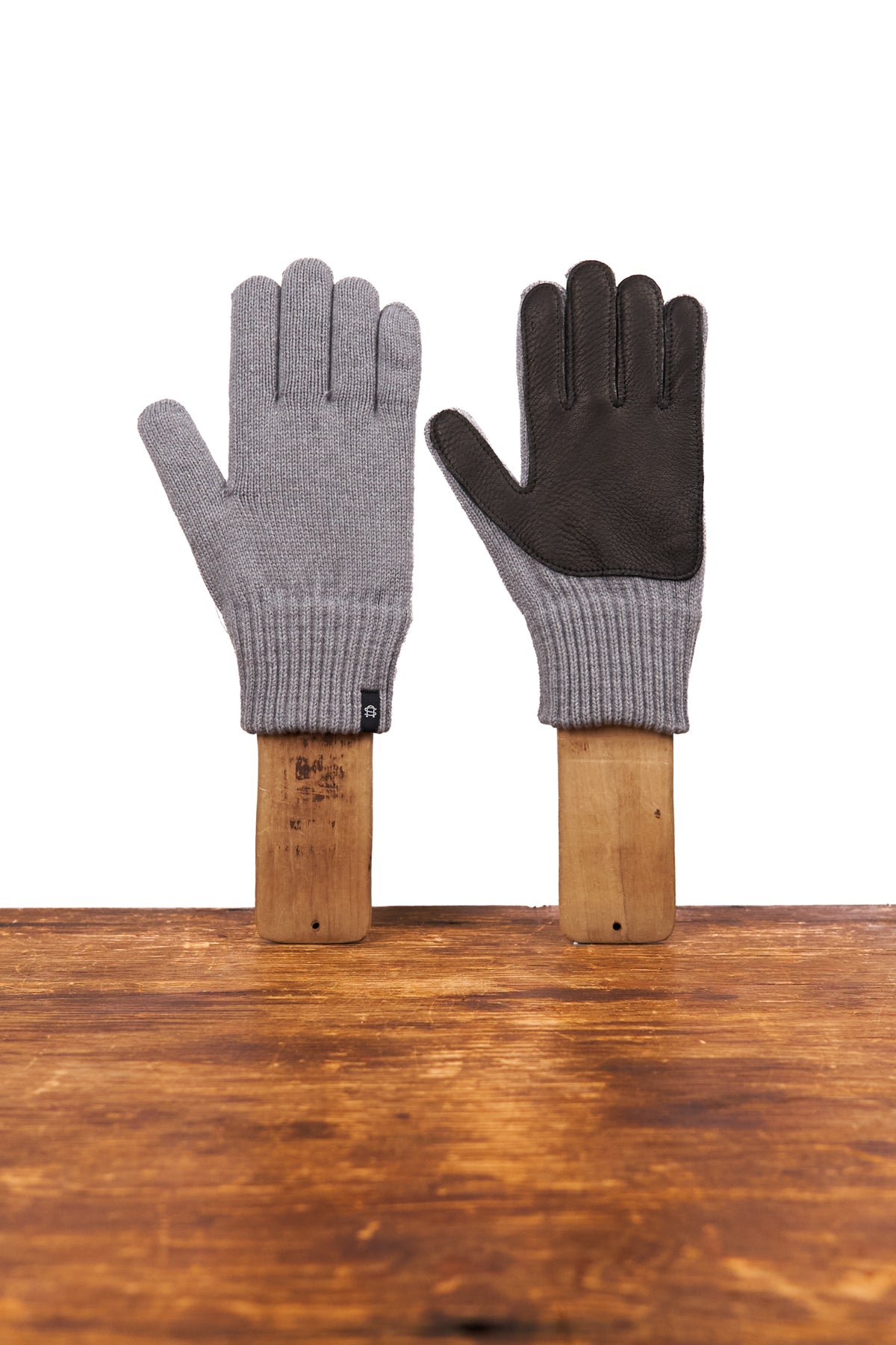 NEW Merino Wool and Recycled PET Full Finger Glove With Black Deerskin - STEEL