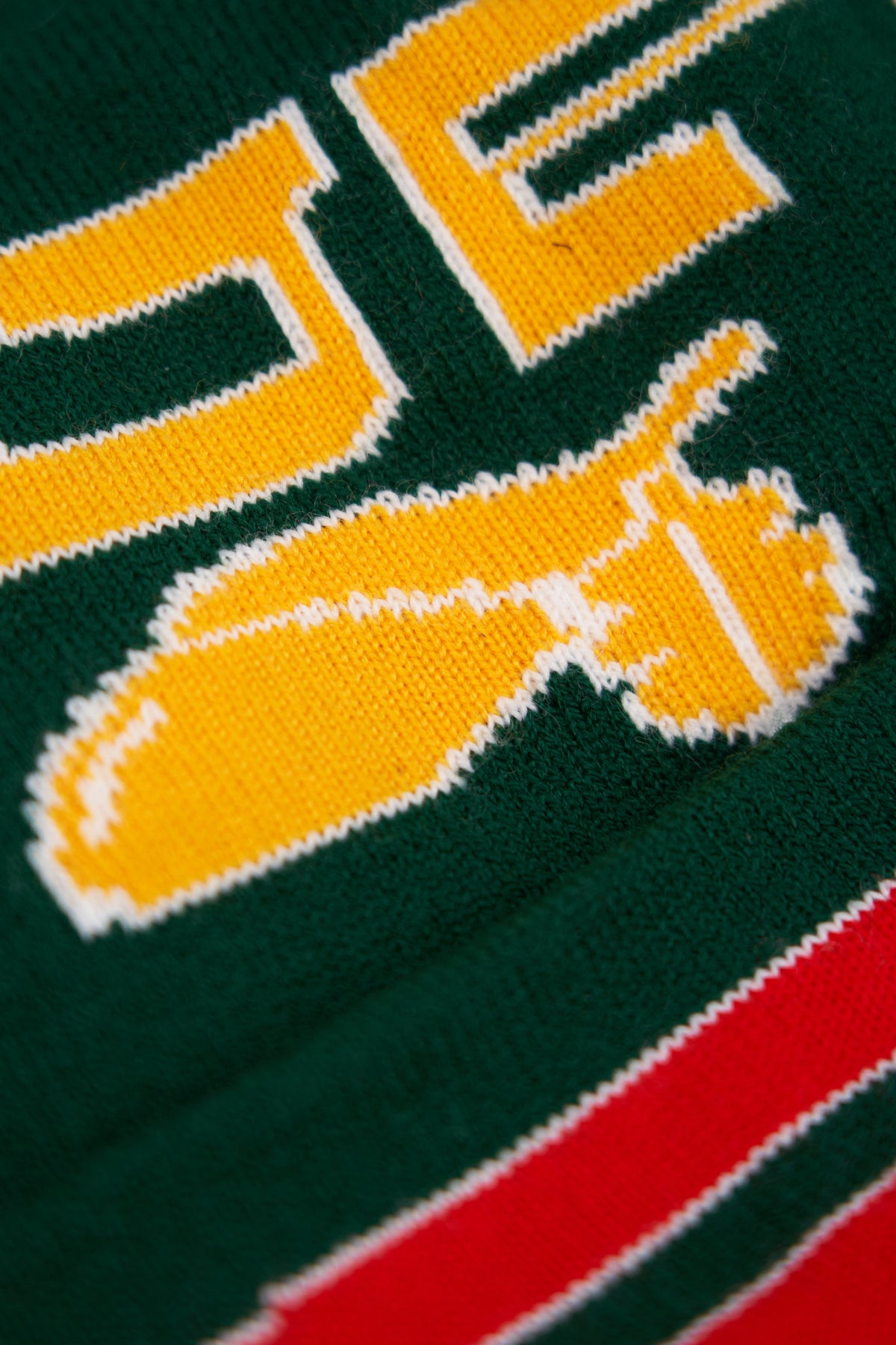 Jacquard Embroidered Beanie -  GREEN ACORN