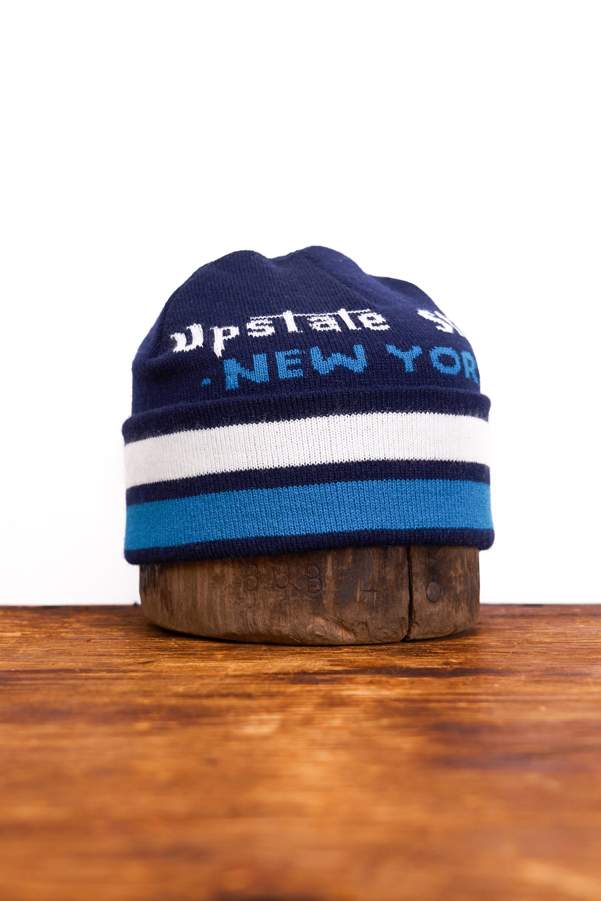 Jacquard Embroidered Beanie - NY BLUE