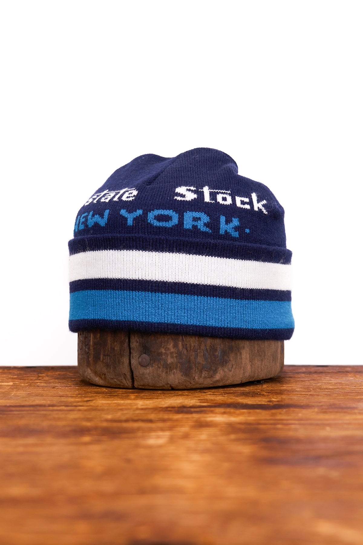 Jacquard Embroidered Beanie - NY BLUE