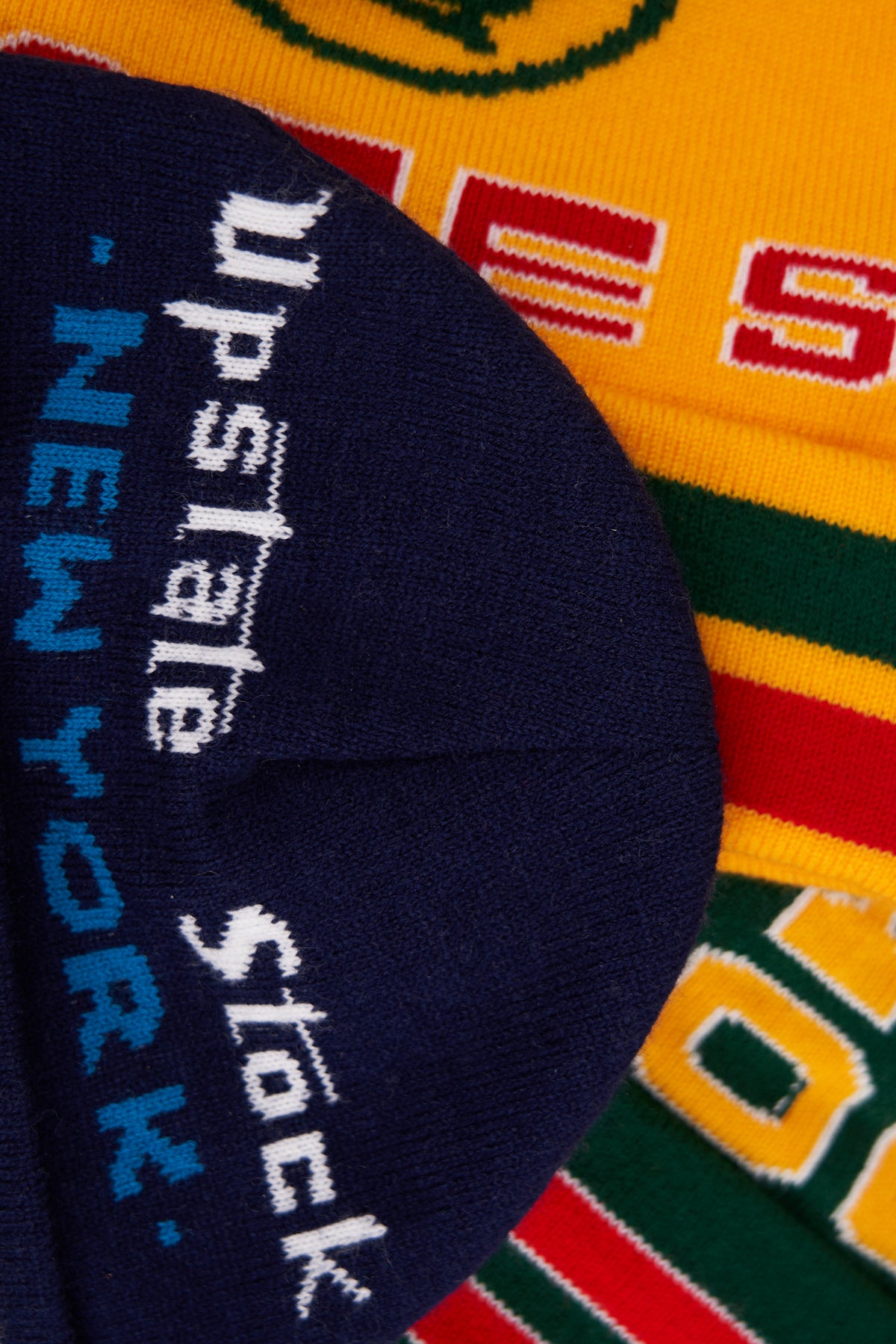 Jacquard Embroidered Beanie - NY BLUE