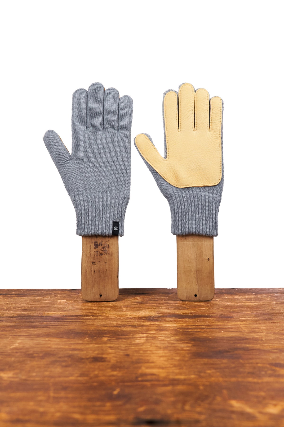 NEW Merino Wool and Recycled PET Full Finger Glove With Natural Deerskin - CLOUD