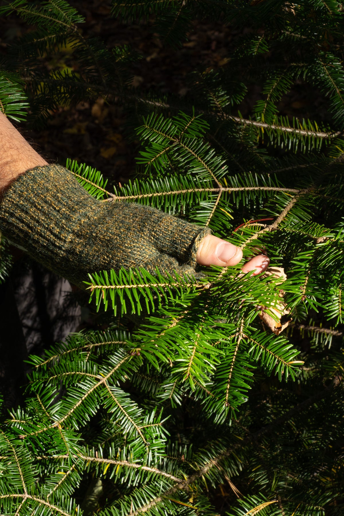 Jungle Melange Fingerless Glove with Natural Deerskin Palm