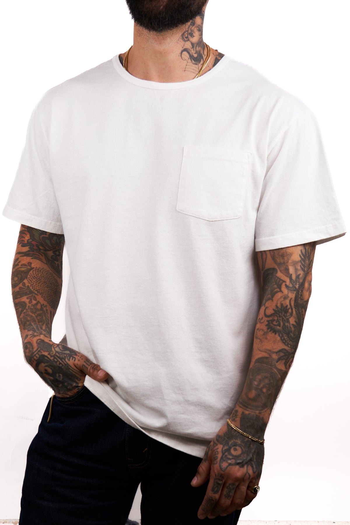 The 50/50 Shirt - POCKET TEE - Bleached White
