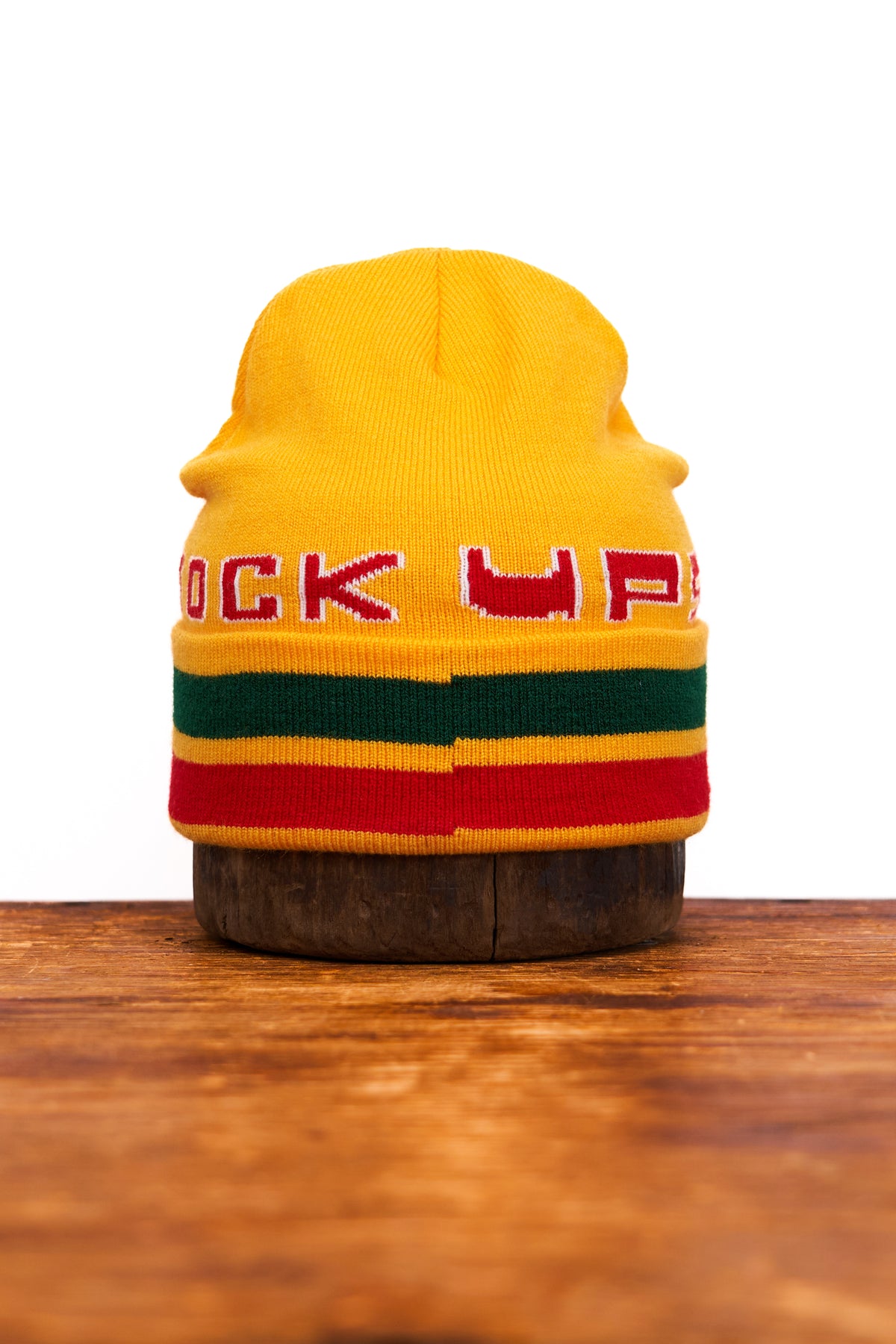 Jacquard Embroidered Beanie -  YELLOW LEAF