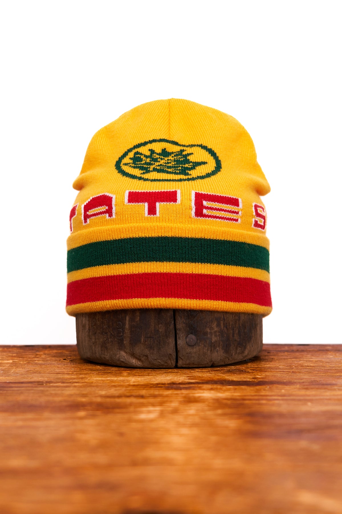 Jacquard Embroidered Beanie -  YELLOW LEAF