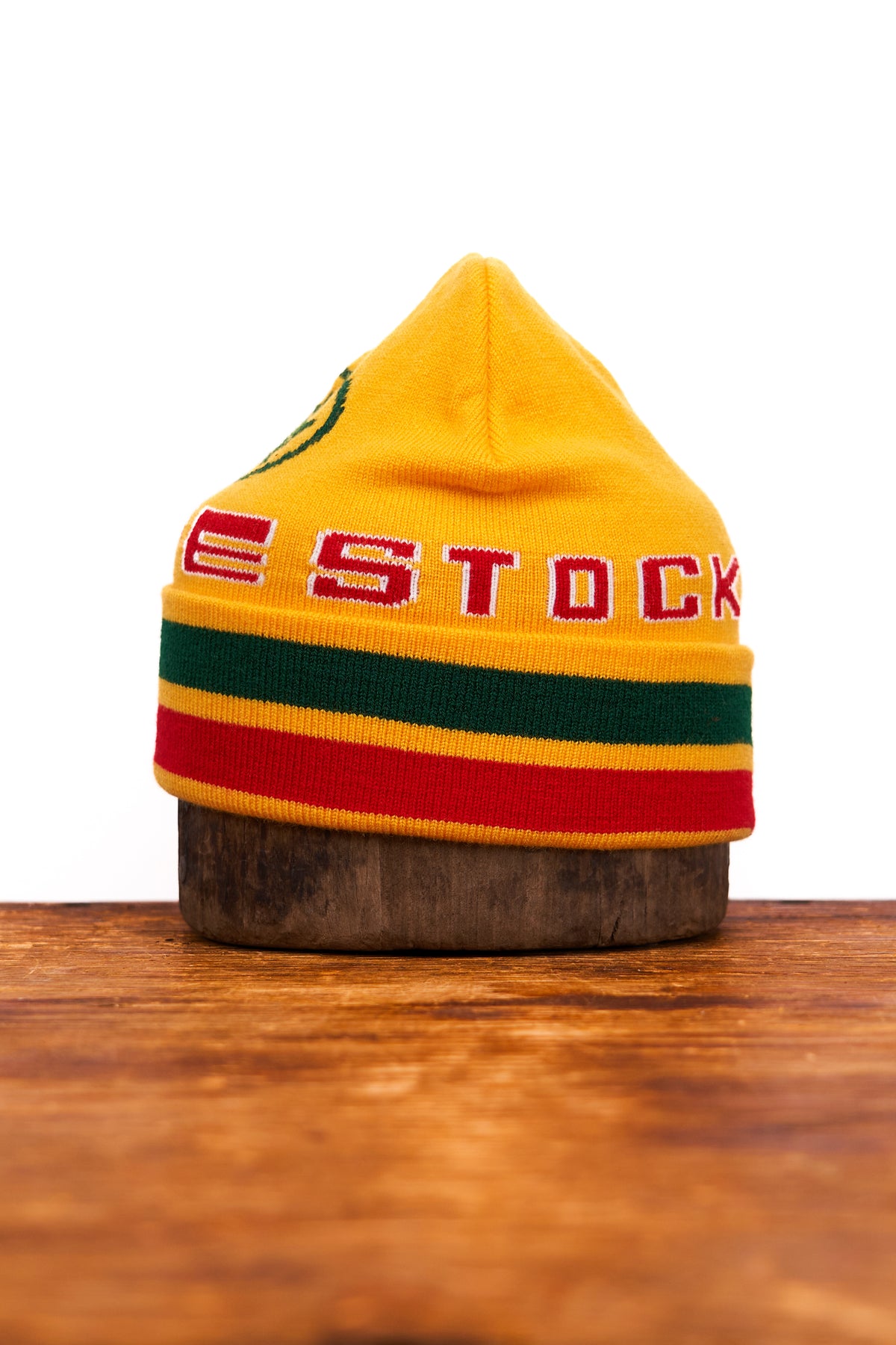 Jacquard Embroidered Beanie -  YELLOW LEAF