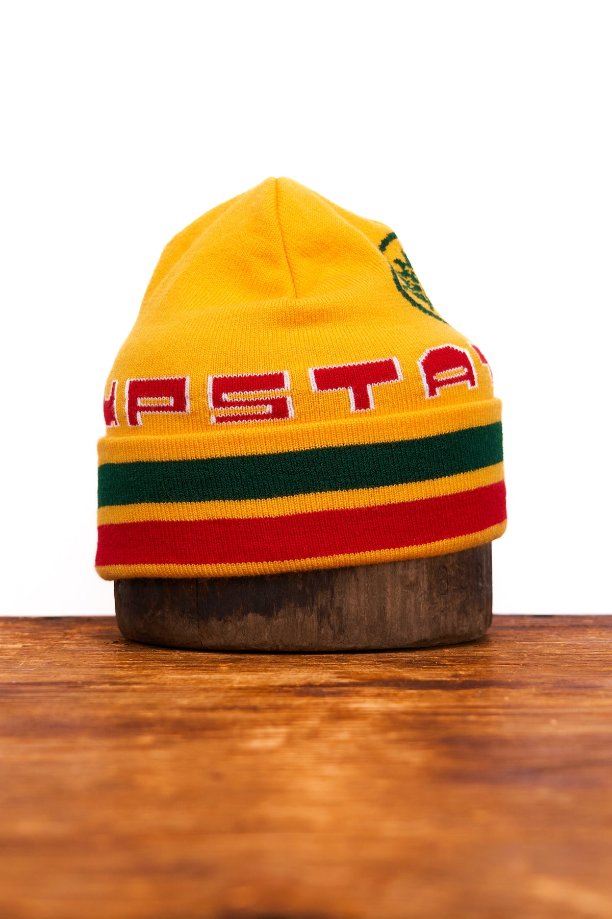 Jacquard Embroidered Beanie -  YELLOW LEAF