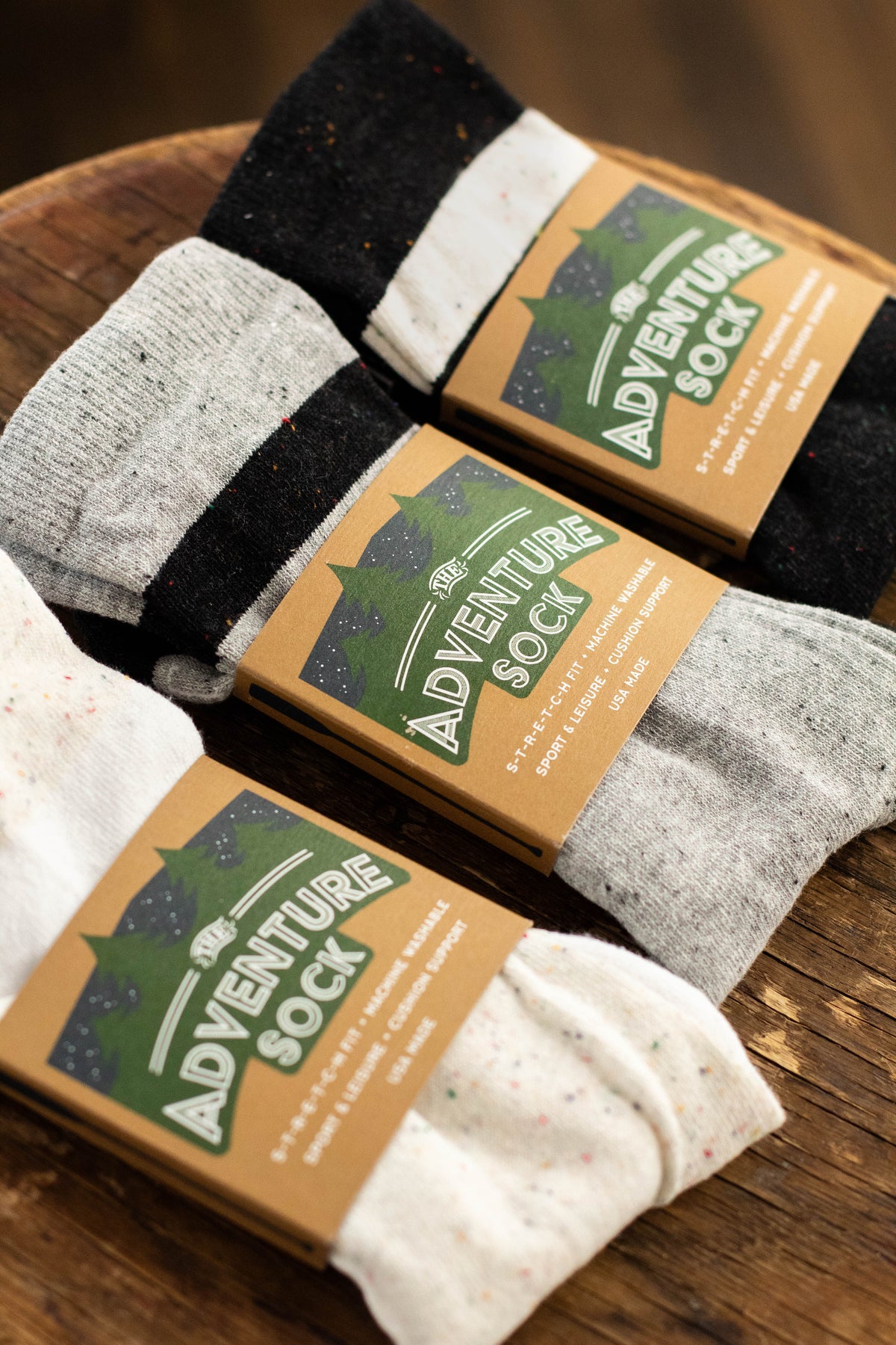 The Adventure Sock  MIX THREE PACK - Super Fine Gauge Recycled Cotton Sock
