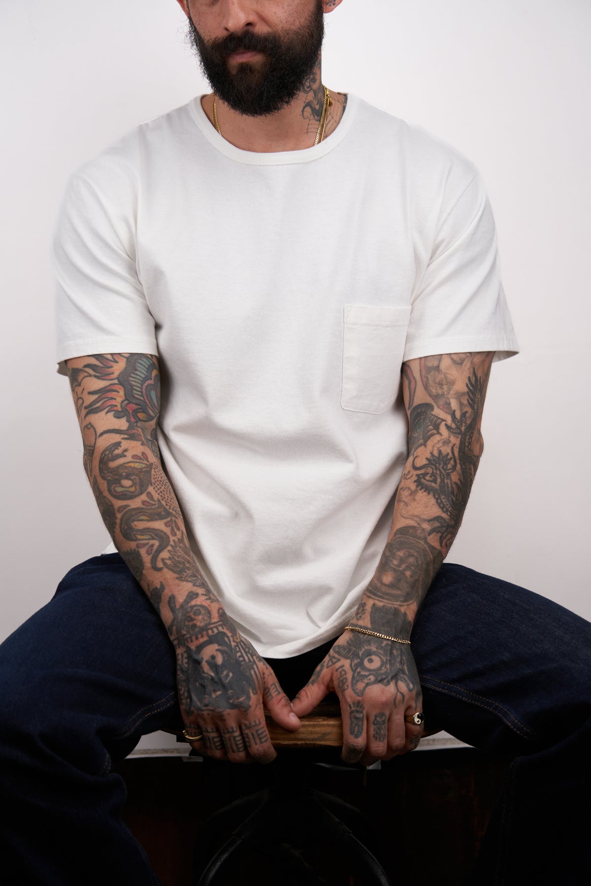 The 50/50 Shirt - POCKET TEE - Bleached White