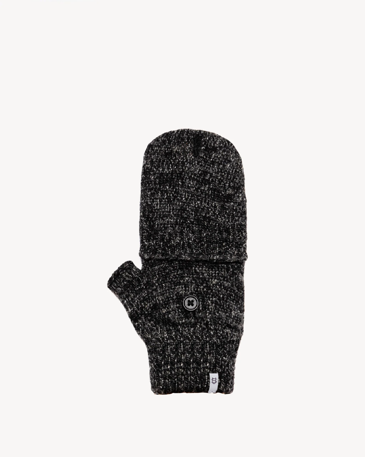 Black Melange Convertible Fingerless 'Glomitt' with Natural Deerskin