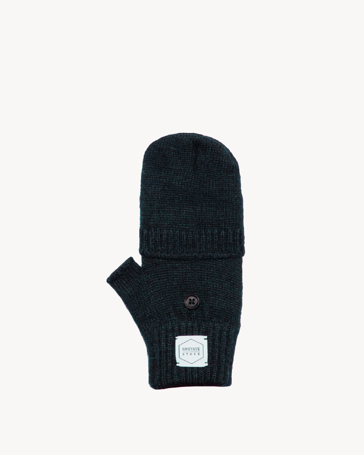 Navy Melange Convertible Fingerless 'Glomitt' with Black Deerskin