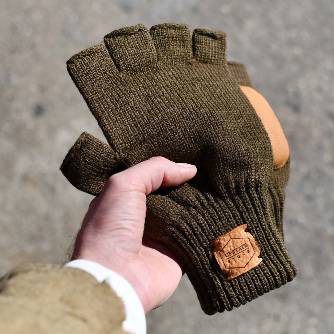 Moss Merino Wool Fingerless Glove