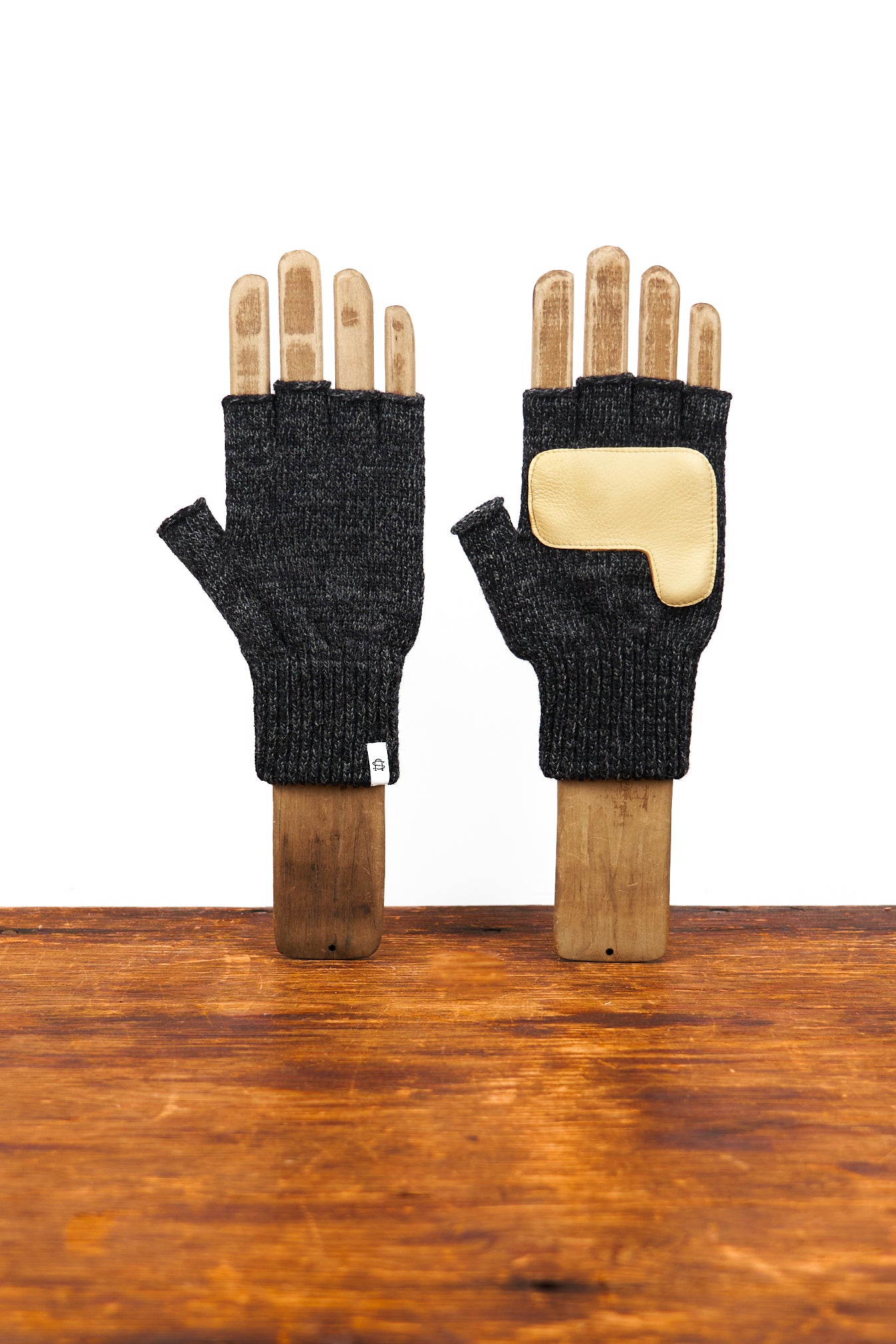 Melange Fingerless Glove Natural Deerskin Palm