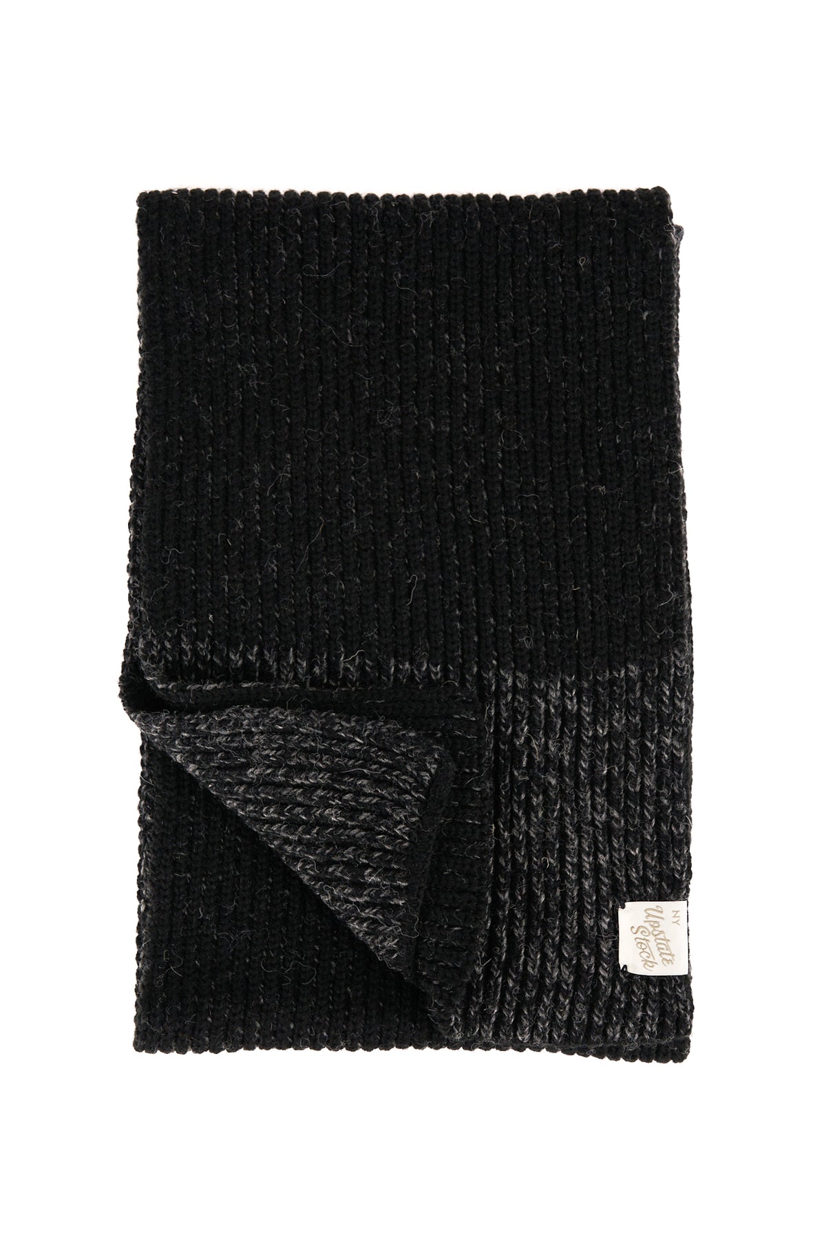 Black Melange Ragg Wool Scarf