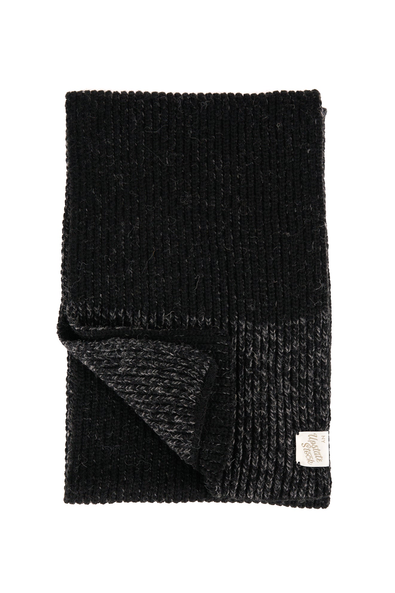 Black Melange Ragg Wool Scarf