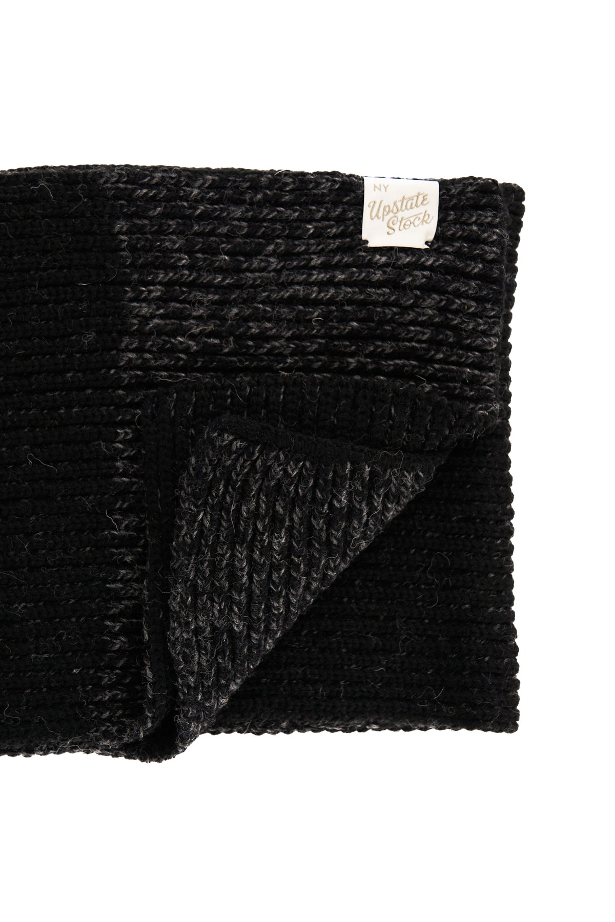 Black Melange Ragg Wool Scarf