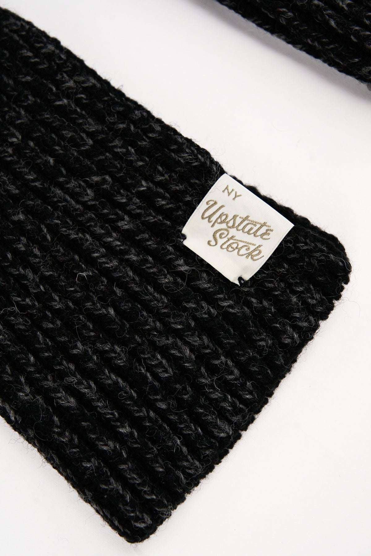 Black Melange Ragg Wool Scarf