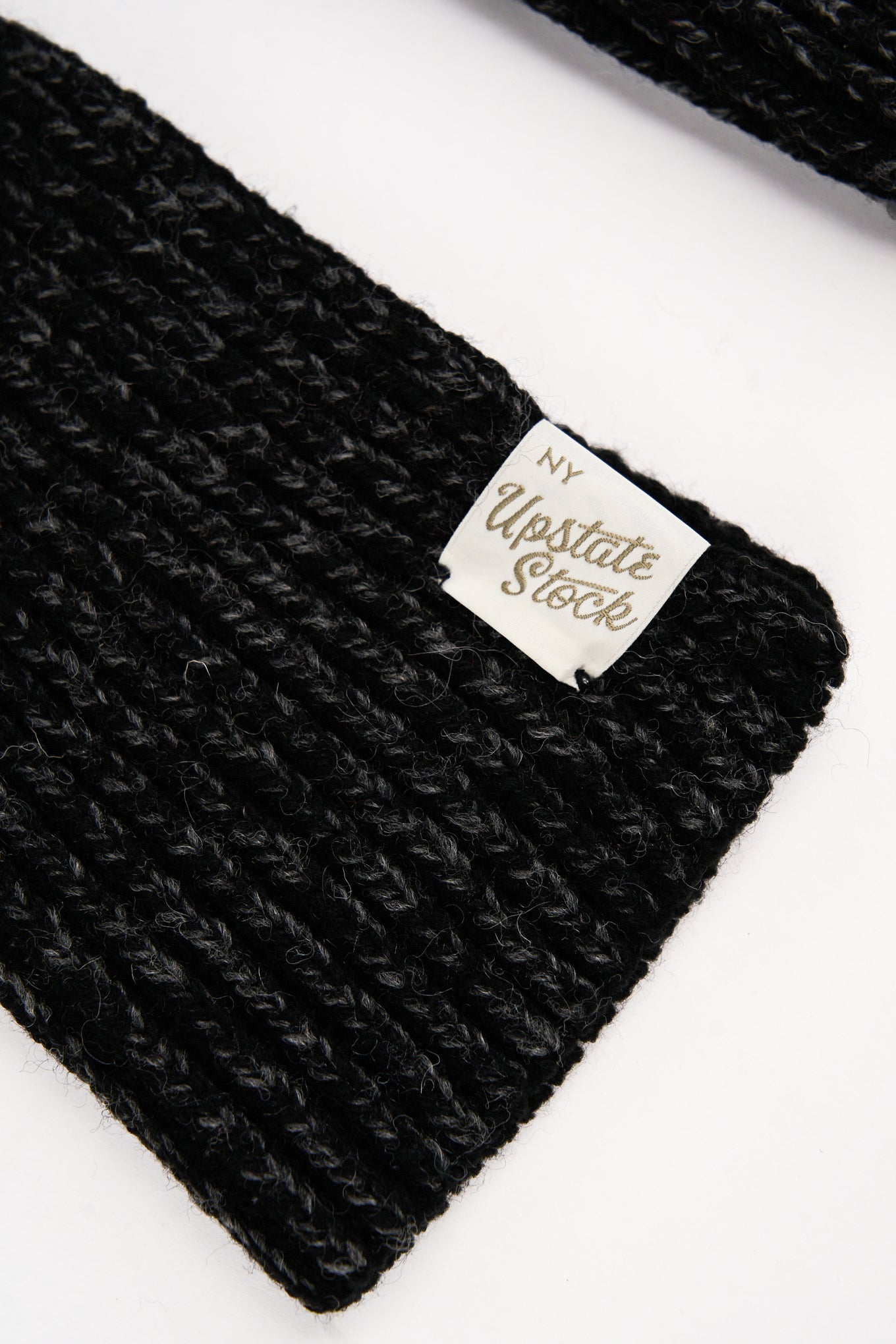 Black Melange Ragg Wool Scarf