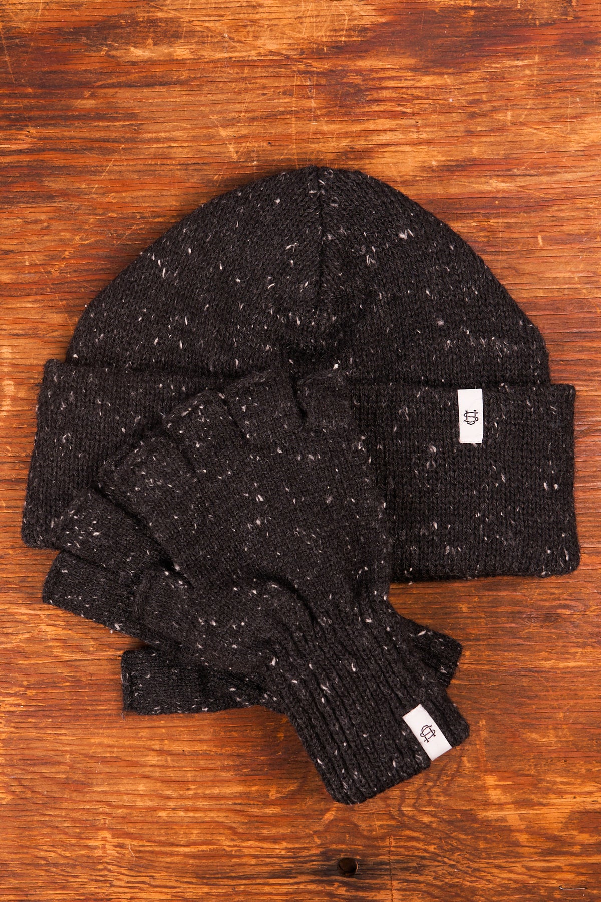 Bundle #1 - Black Tweed Ragg Wool beanies with Fingerless Glove