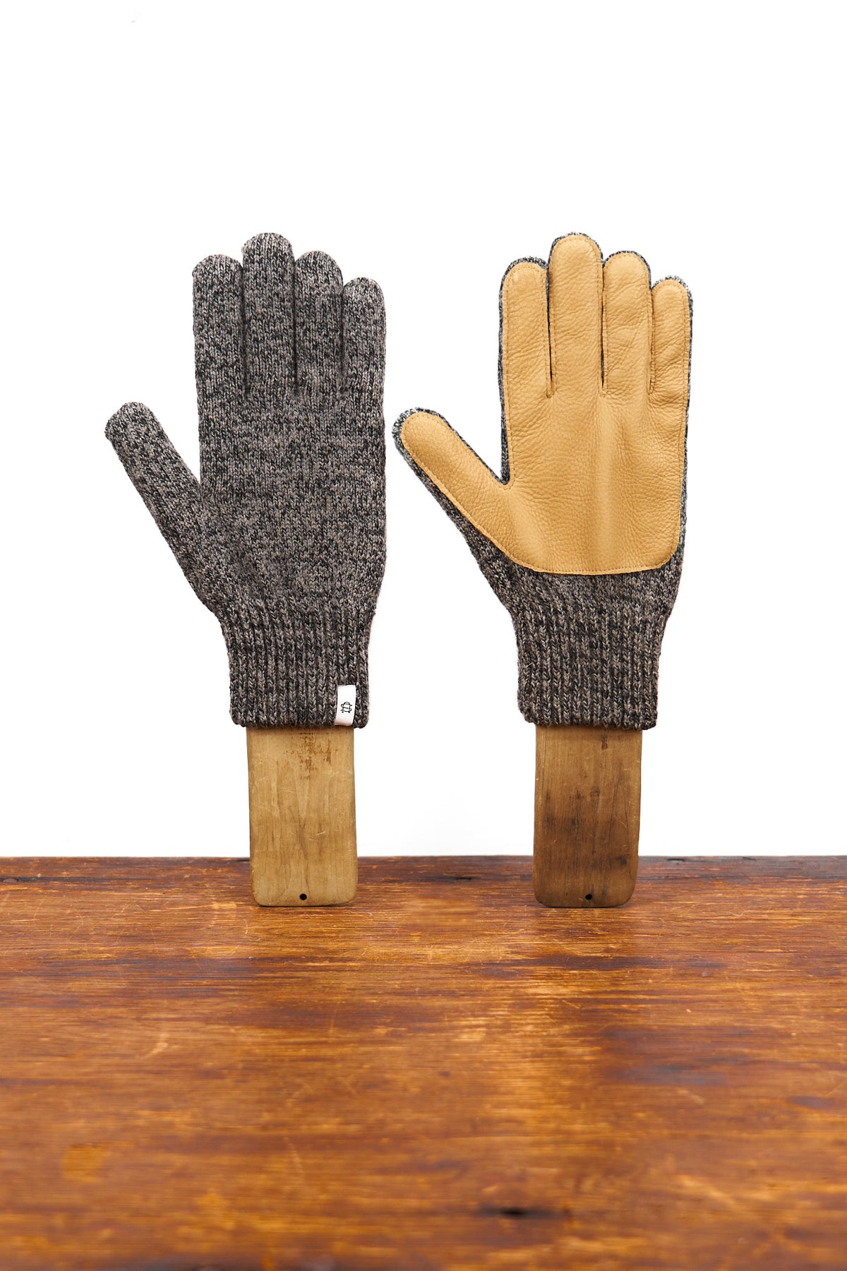 Charcoal Melange with Natural Deerskin Full Glove