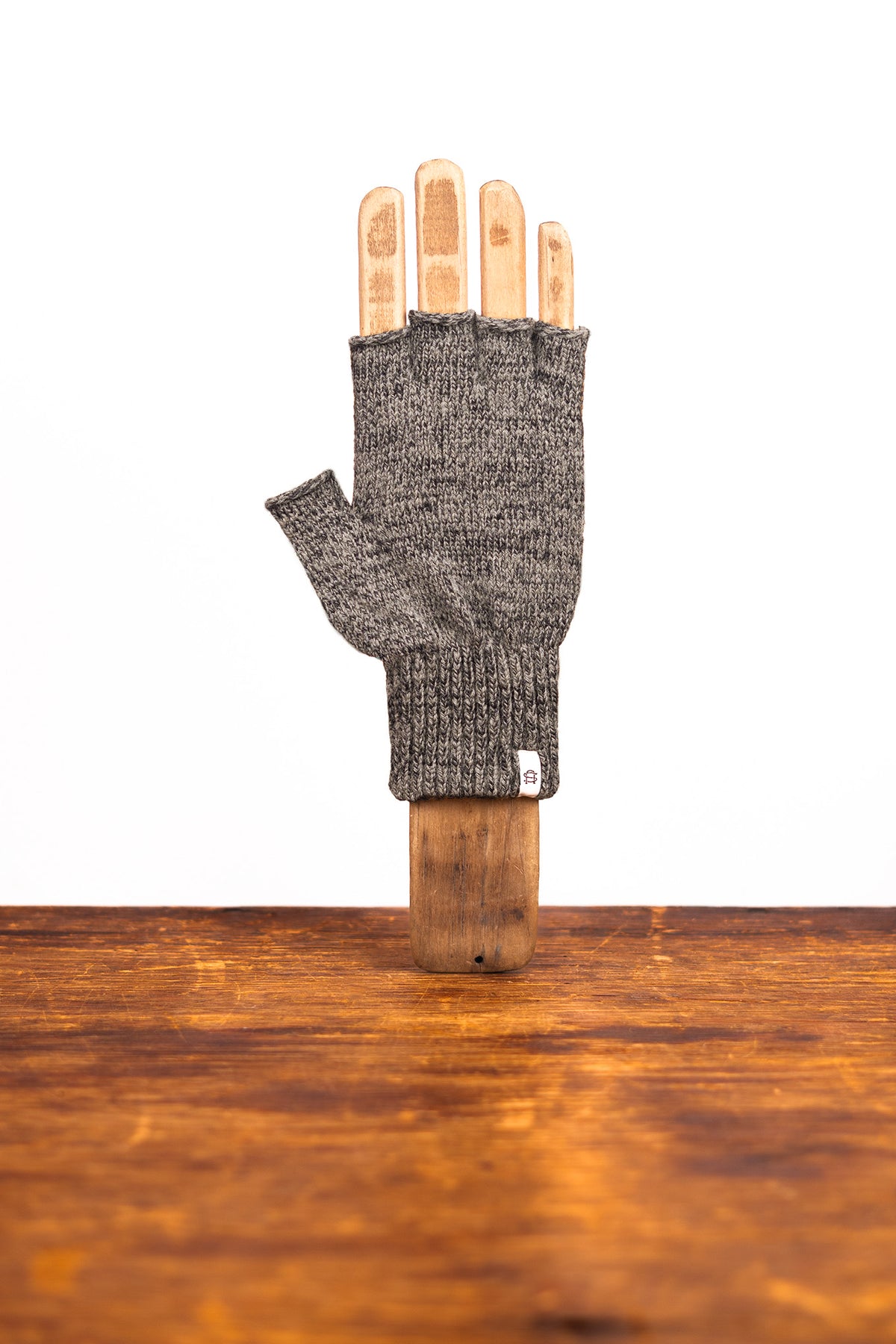Charcoal Melange Fingerless Ragg Wool Gloves