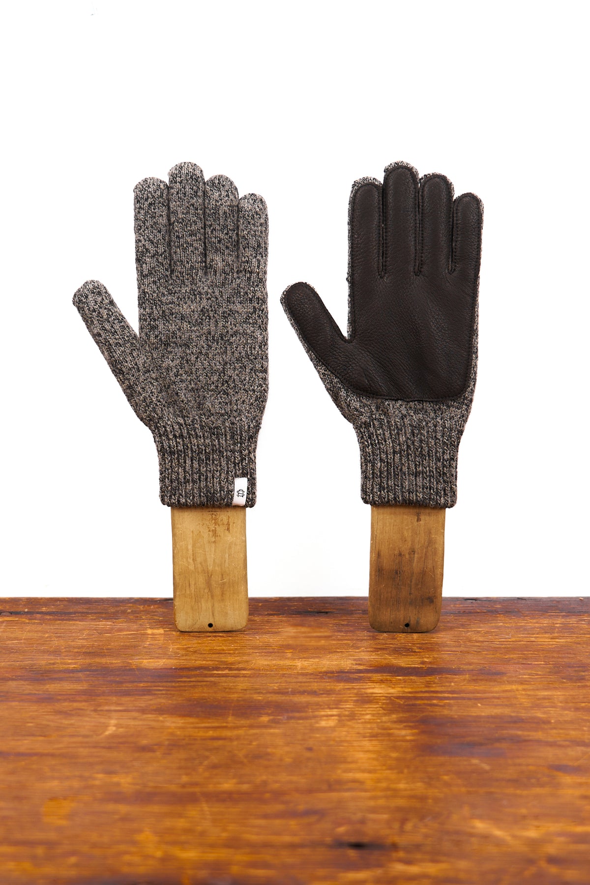 Charcoal Melange with Black Deerskin Full Glove