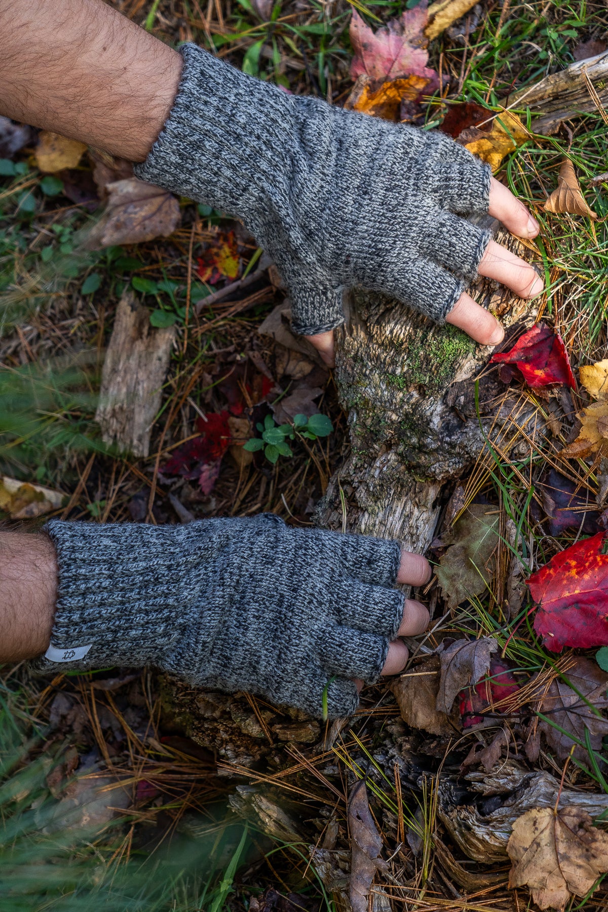 Charcoal Melange Fingerless Ragg Wool Gloves