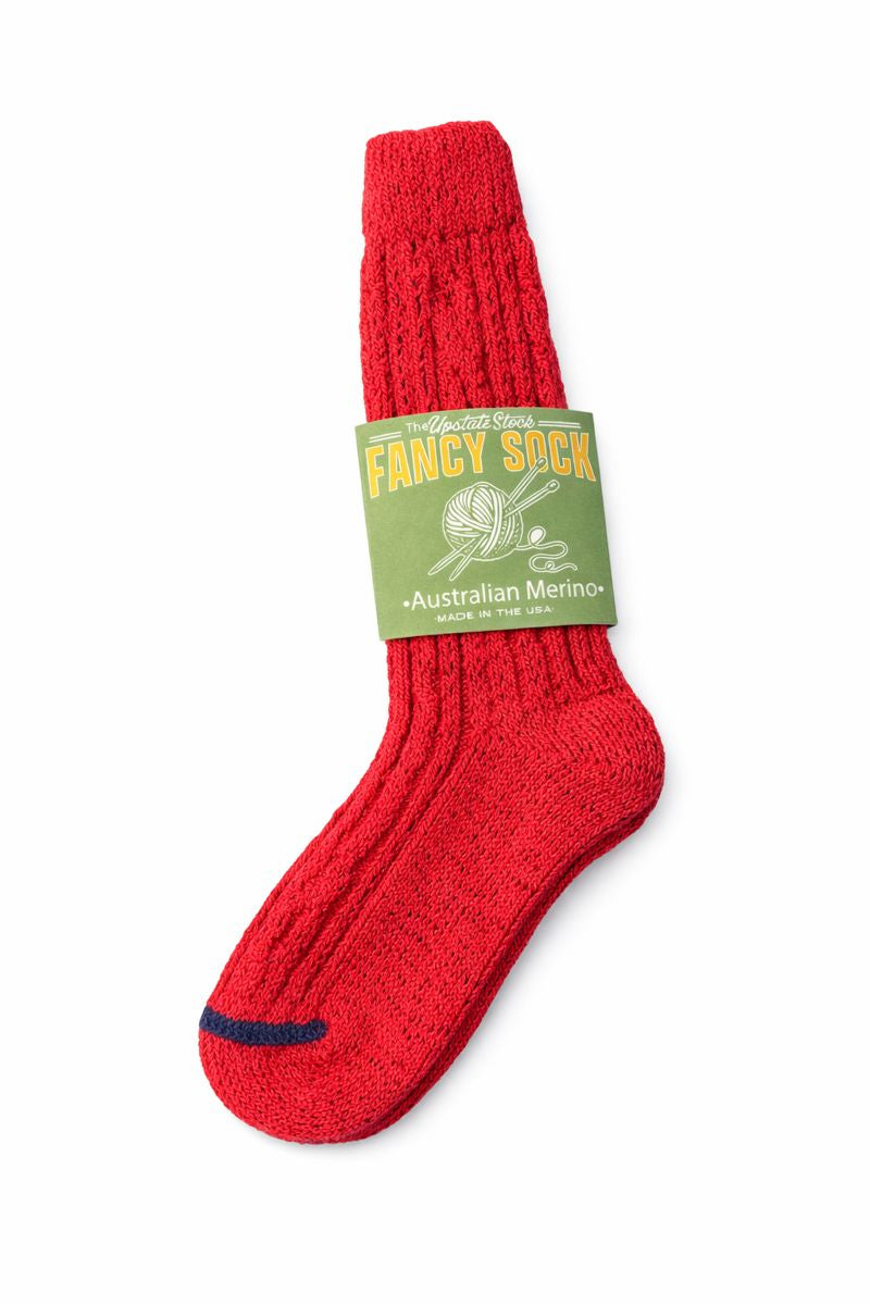 The Merino Fancy Sock - TRUE RED