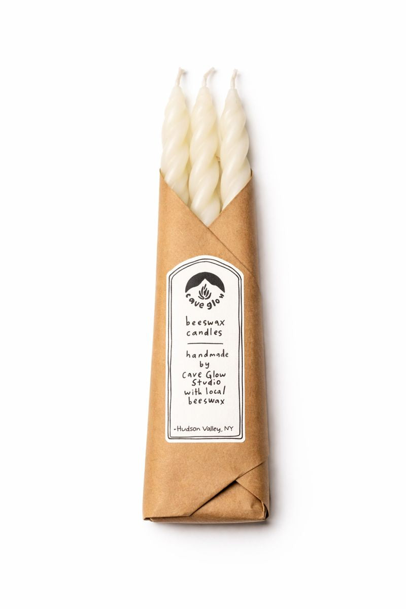Cave Glow Studio - Beeswax Spiral Candle - WHITE BEESWAX