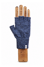 Sky Melange Fingerless Ragg Wool Gloves