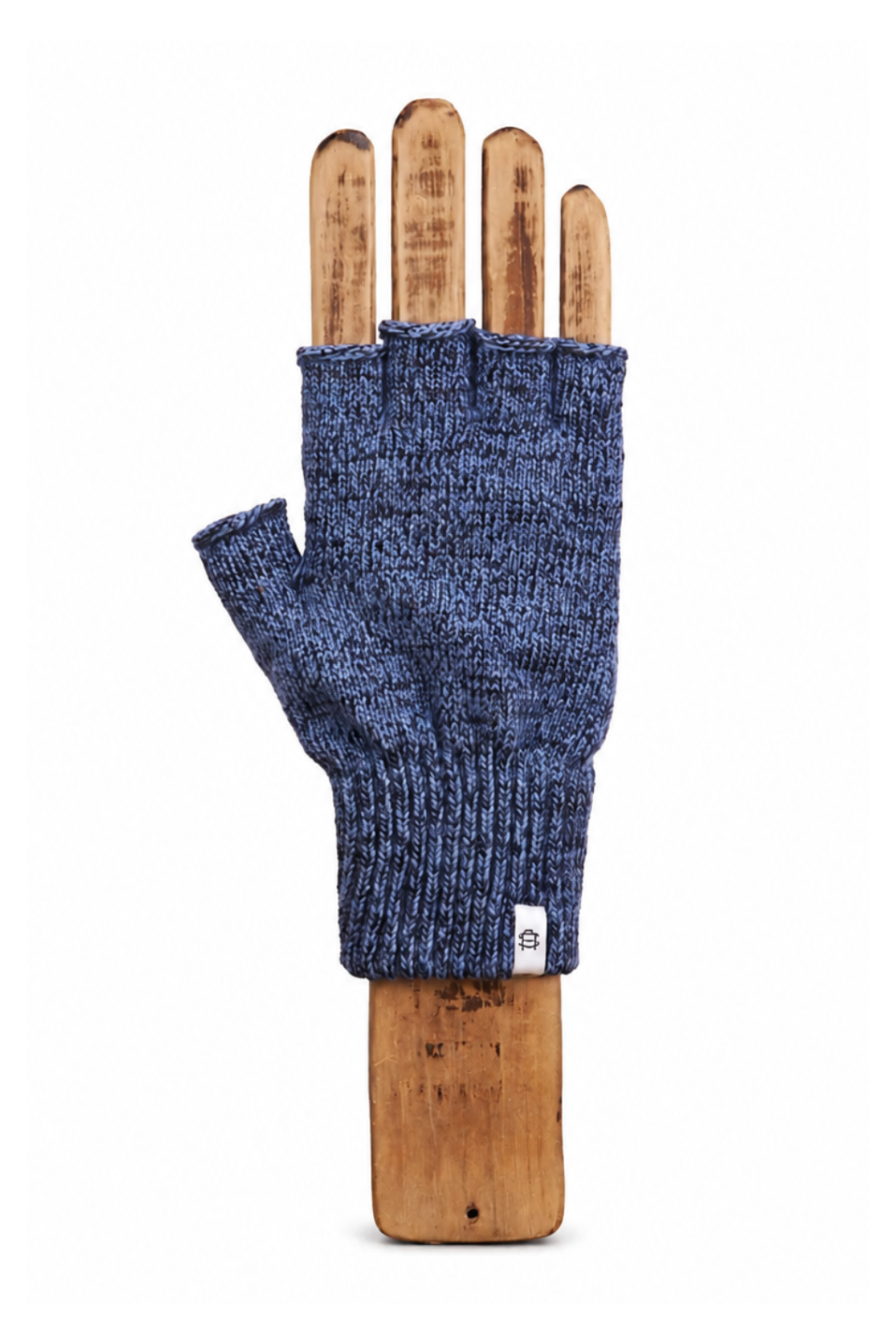 Sky Melange Fingerless Ragg Wool Gloves