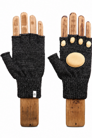 "The Buddha" Black Melange Fingerless Glove with Paw Palm