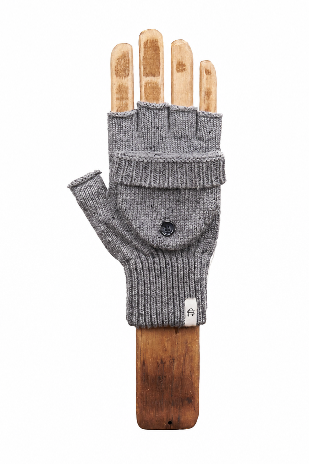 Grey Tweed Ragg Wool Convertible Fingerless 'Glomitt'