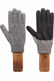 Grey Tweed with Black Deerskin Full Glove