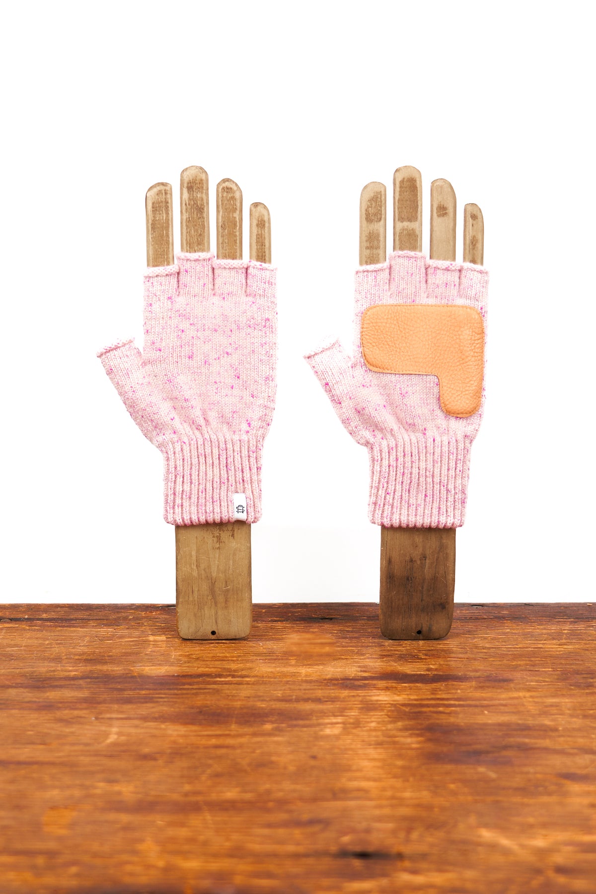 Cherry Blossom Tweed  W/ Natural Deer Fingerless Gloves