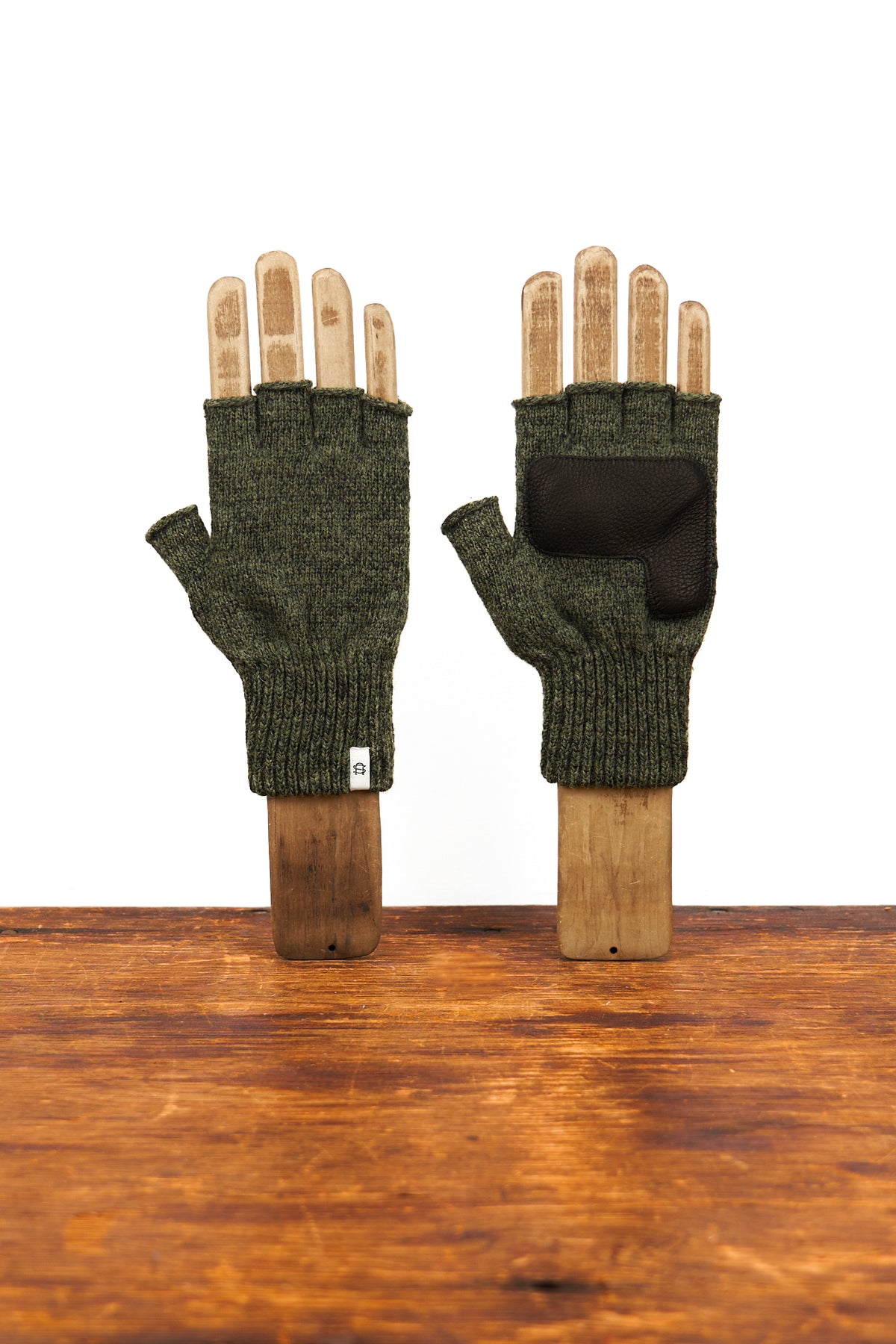 Dark Melange Fingerless Glove with Black Deerskin Palm