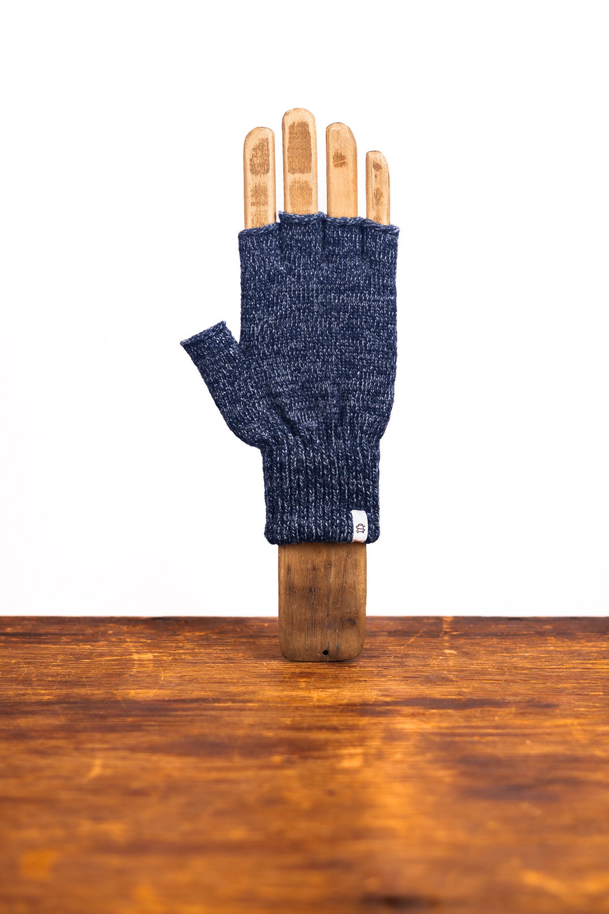 Denim Melange Fingerless Ragg Wool Gloves