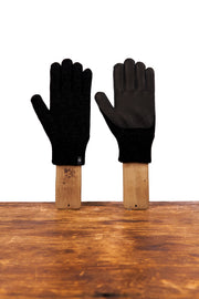 NEW Merino Wool and Recycled PET Full Finger Glove With Black Deerskin - BLACK