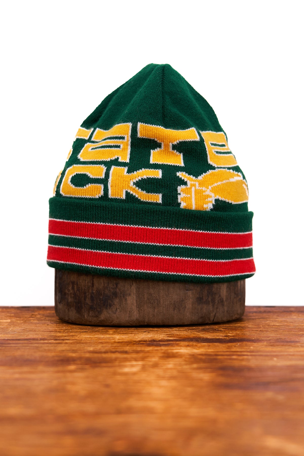 NEW Jacquard Embroidered Beanie -  GREEN ACORN