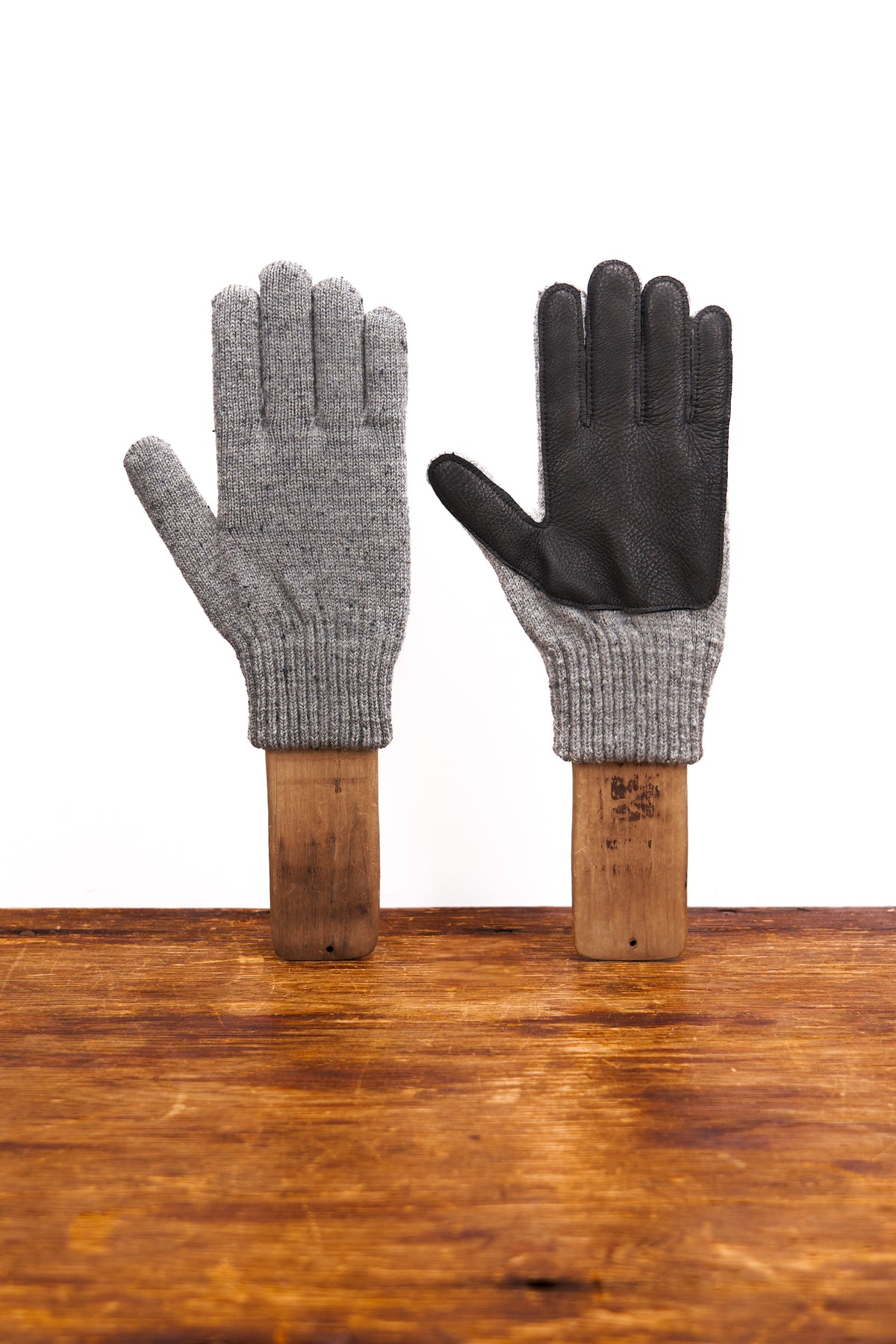 Grey Tweed with Black Deerskin Full Glove