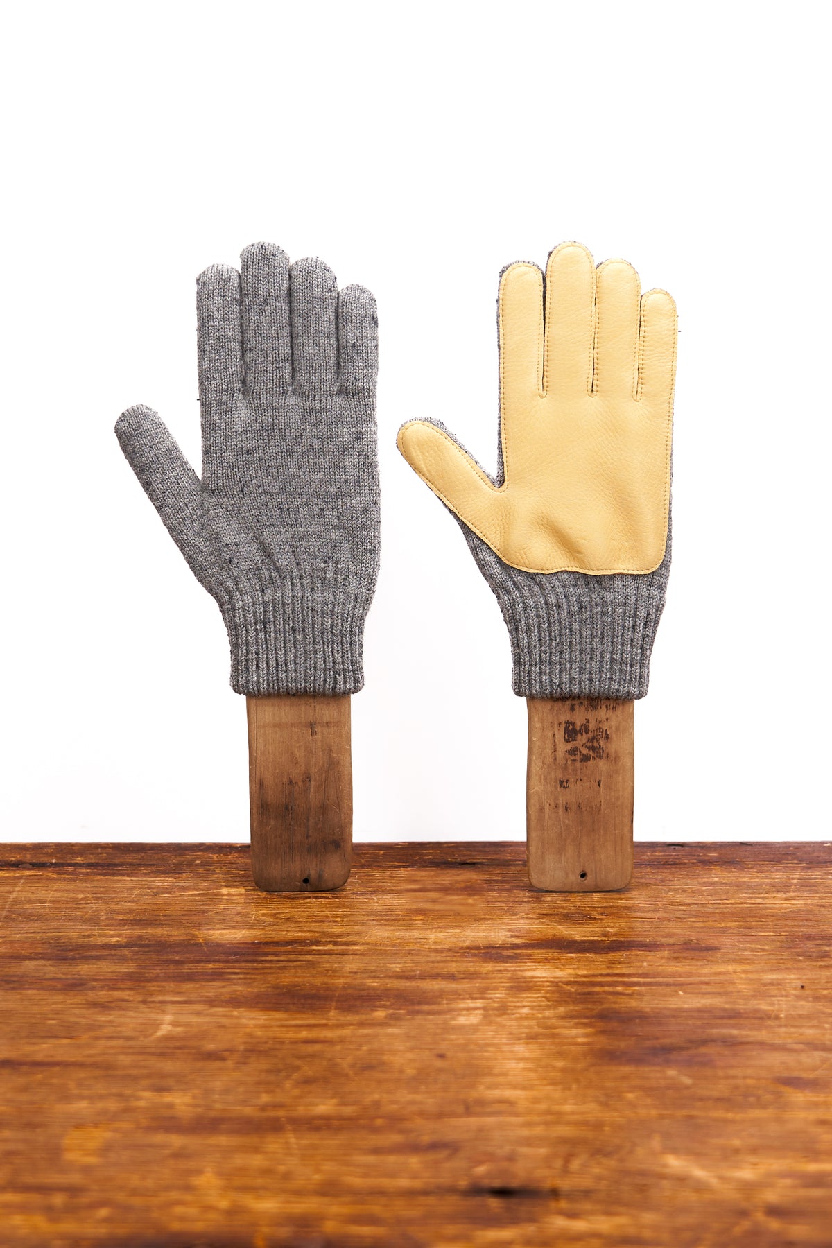 Grey Tweed with Natural Deerskin Full Glove