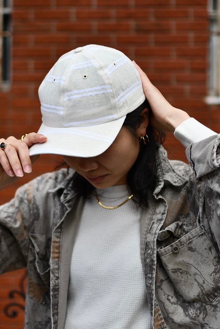 6-Panel Cap - Japanese Linen - BALLPARK RED STRIPE