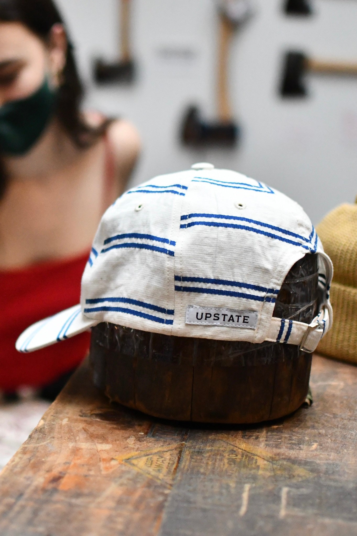 6-Panel Cap - Japanese Linen - BALLPARK NAVY STRIPE – UPSTATE STOCK